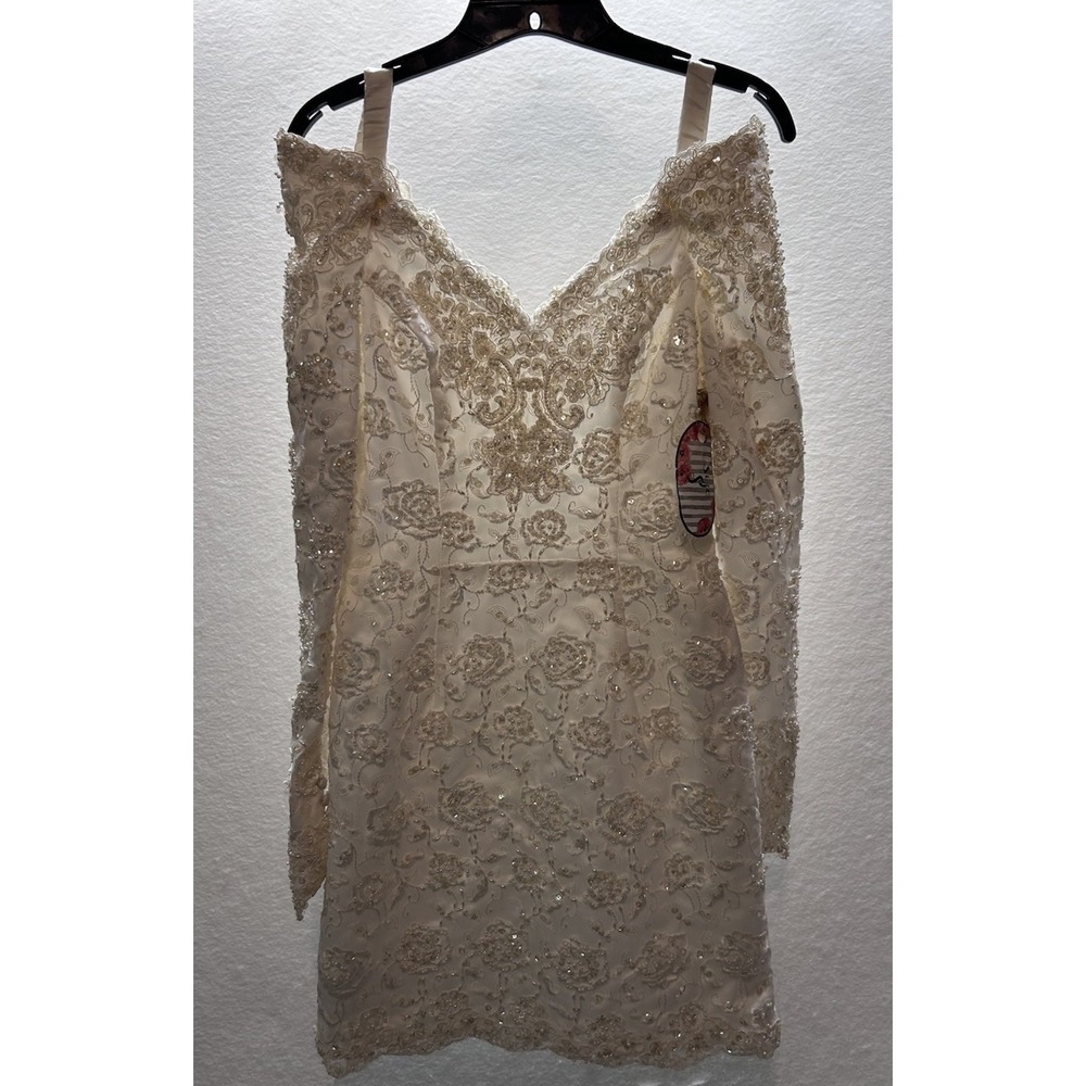 Bridal By Justine VTG Cocktail Bridal Dress Women's Sz Small Sequined Beaded EUC